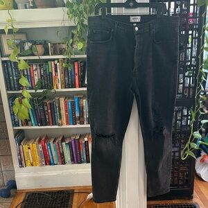 Agolde Charcoal Denim Jeans - high rise, distressed